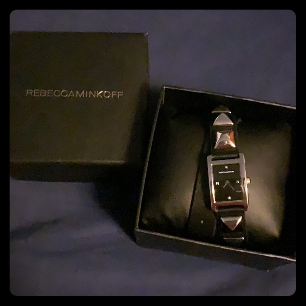 Rebecca Minkoff Silver Studded Leather Wrap Watch